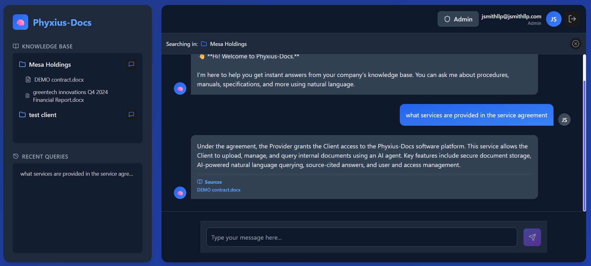 Phyxius interface showing search with citation